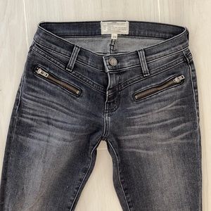 Current/Elliott Charcoal Skinny Ankle Zipper Jeans